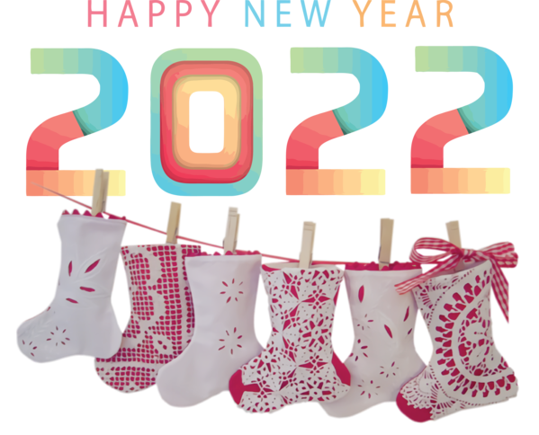 Transparent New Year Design Shoe Sock for Happy New Year 2022 for New Year