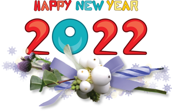 Transparent New Year Floral design Flower Christmas Ornament M for Happy New Year 2022 for New Year