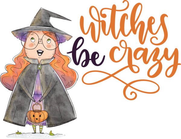 Transparent Halloween Cartoon Drawing Logo for Witch for Halloween