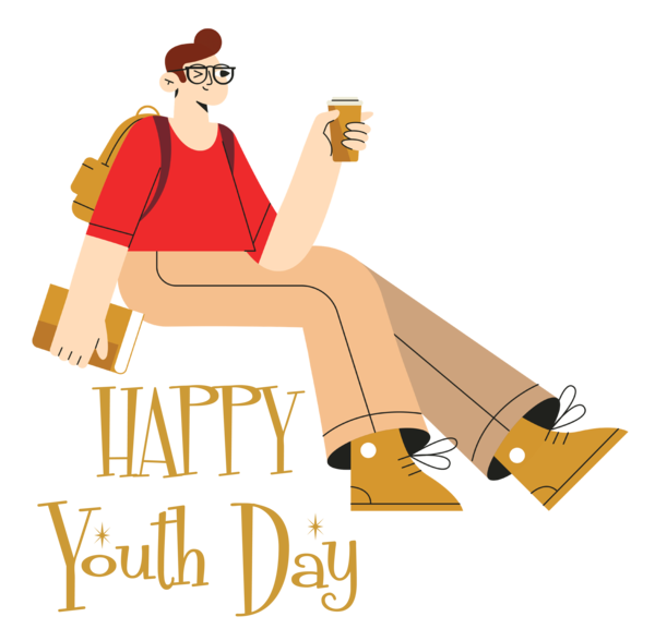 Transparent International Youth Day Cartoon Drawing GIF for Youth Day for International Youth Day