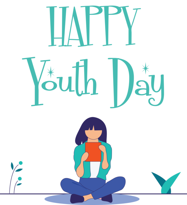 Transparent International Youth Day Cartoon Logo Line for Youth Day for International Youth Day