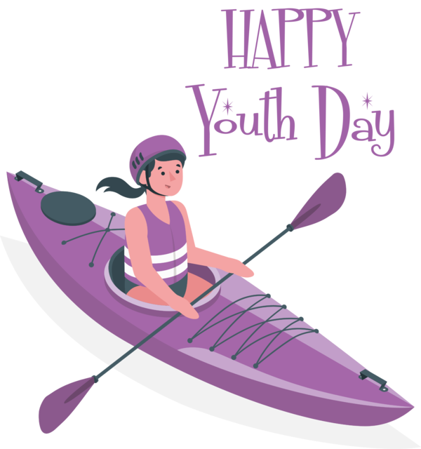 Transparent International Youth Day Cartoon Design Text for Youth Day for International Youth Day
