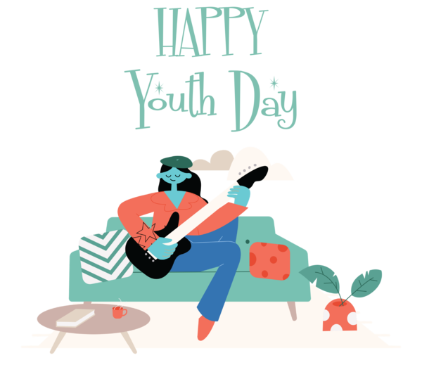 Transparent International Youth Day Cartoon Design for Youth Day for International Youth Day