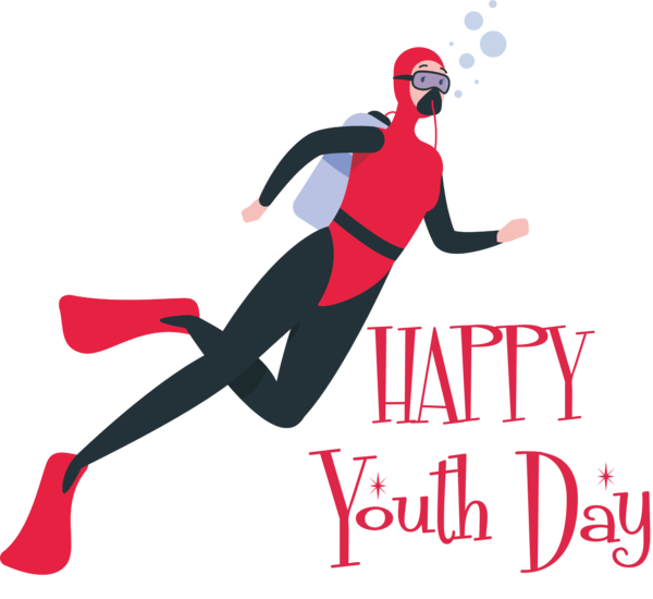 Transparent International Youth Day Underwater diving  Cartoon for Youth Day for International Youth Day
