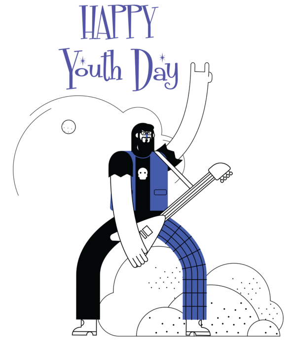 Transparent International Youth Day Cartoon Design Drawing for Youth Day for International Youth Day