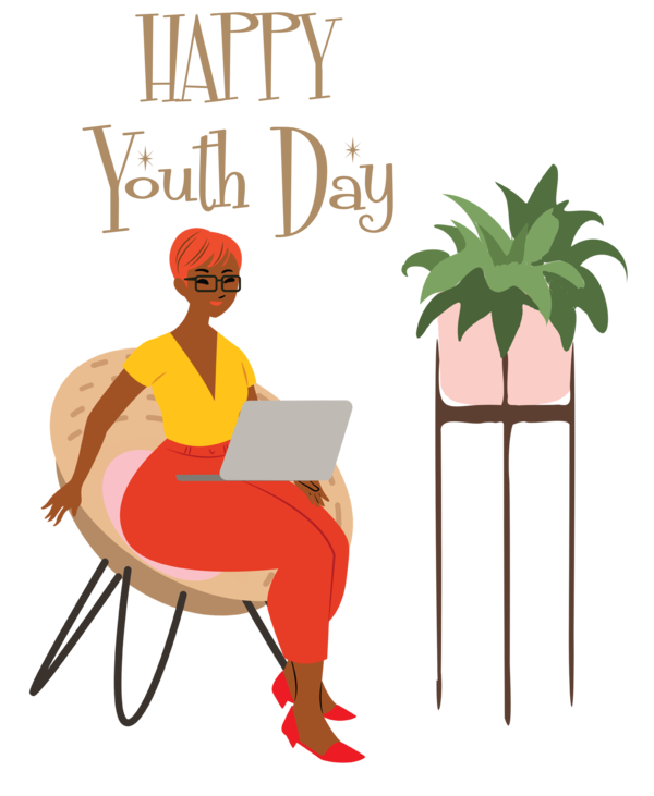 Transparent International Youth Day Cartoon Sitting Chair for Youth Day for International Youth Day