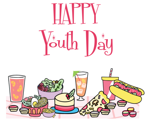 Transparent International Youth Day Cartoon Line Meal for Youth Day for International Youth Day