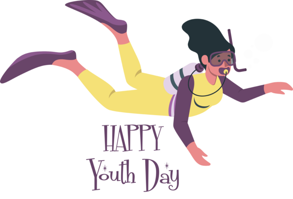 Transparent International Youth Day Cartoon Logo Character for Youth Day for International Youth Day