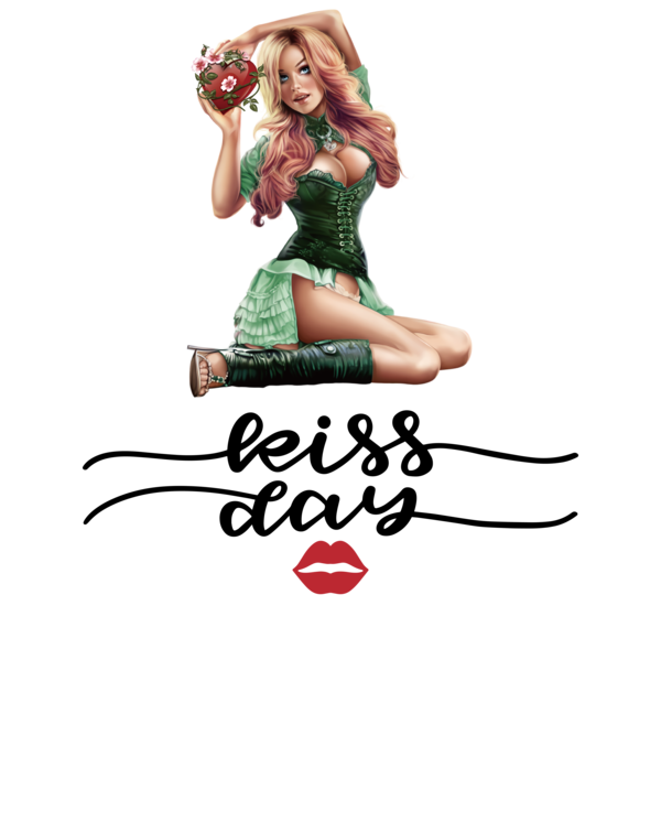 Transparent International Kissing Day Pin-up girl Drawing Cartoon for World Kiss Day for International Kissing Day