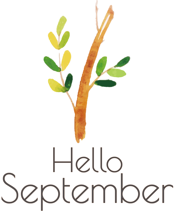 Transparent thanksgiving Plant stem Pencil Logo for Hello September for Thanksgiving