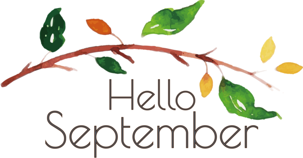 Transparent thanksgiving Logo Leaf Plant stem for Hello September for Thanksgiving