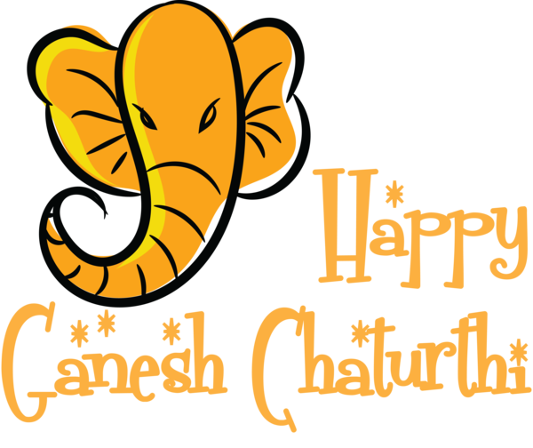 Transparent Ganesh Chaturthi Logo Cartoon Yellow for Vinayaka Chaturthi for Ganesh Chaturthi