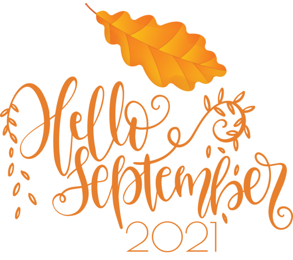 Transparent September Logo Calligraphy Leaf for Hello September for September