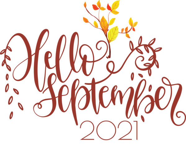 Transparent September Logo Floral design Line for Hello September for September