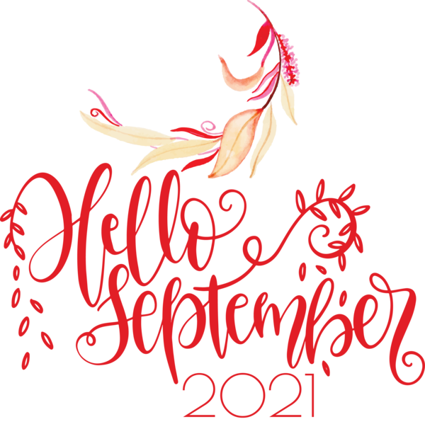 Transparent September Design Logo Flower for Hello September for September