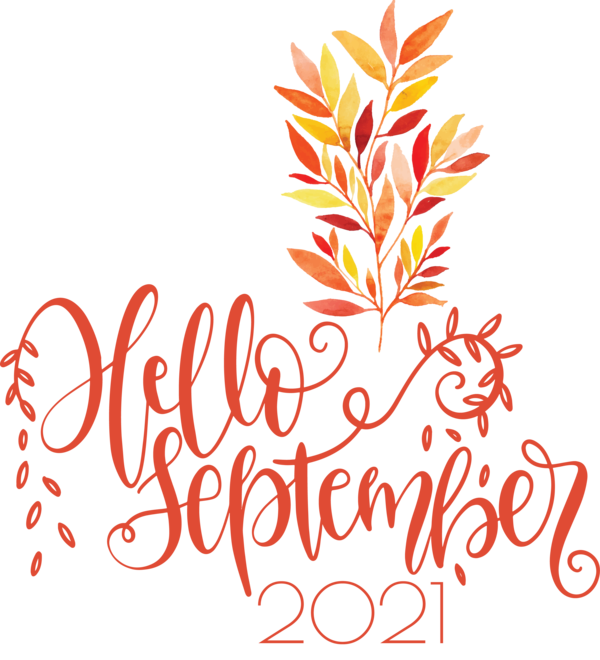 Transparent September Floral design Design Leaf for Hello September for September