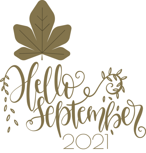 Transparent September Floral design Logo Leaf for Hello September for September