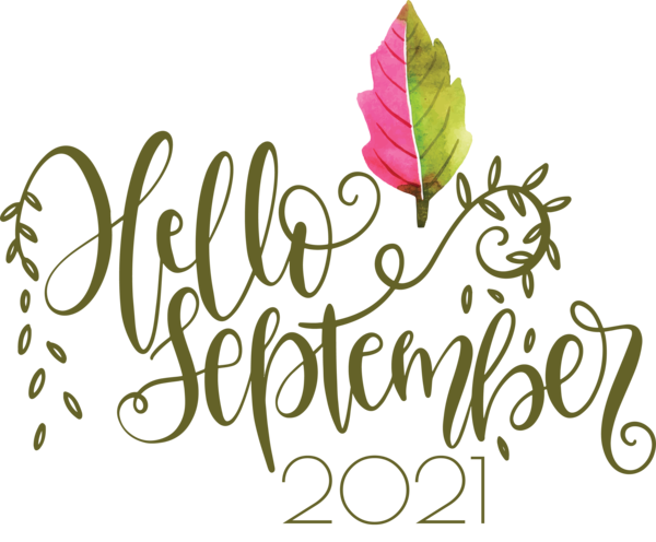 Transparent September Leaf Floral design Logo for Hello September for September