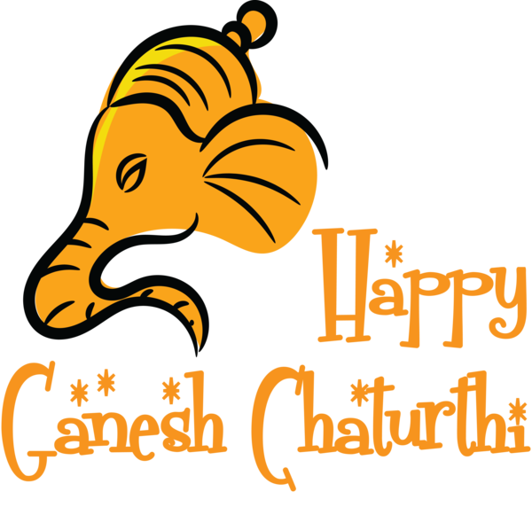 Transparent Ganesh Chaturthi Logo Cartoon Yellow for Vinayaka Chaturthi for Ganesh Chaturthi