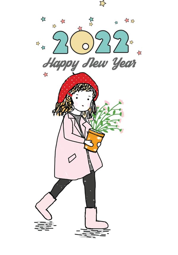 Transparent New Year Painting Cartoon Drawing for Happy New Year 2022 for New Year