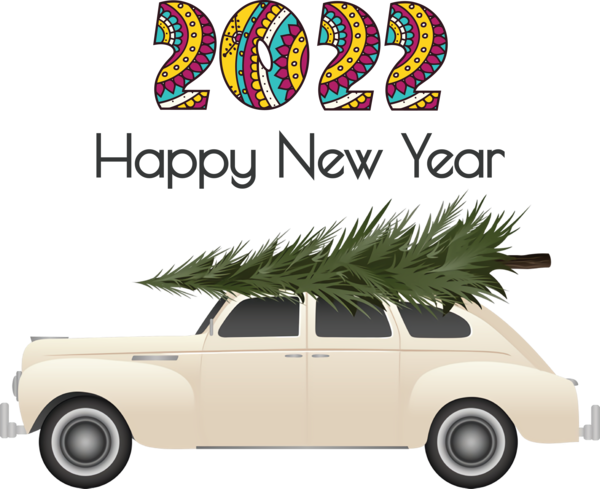 Transparent New Year Mid-size car Car Compact car for Happy New Year 2022 for New Year
