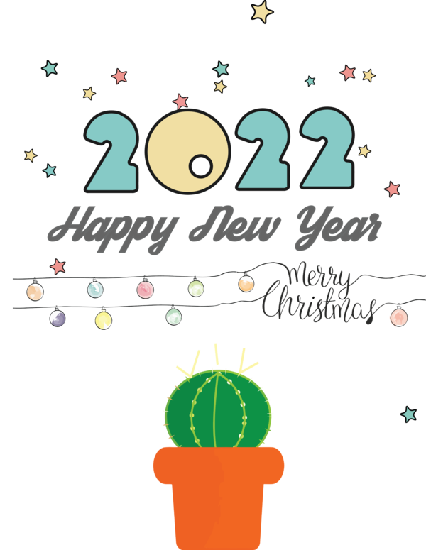 Transparent New Year Plant Line Tree for Happy New Year 2022 for New Year