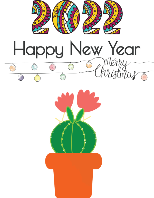 Transparent New Year Flower Flowerpot Line for Happy New Year 2022 for New Year
