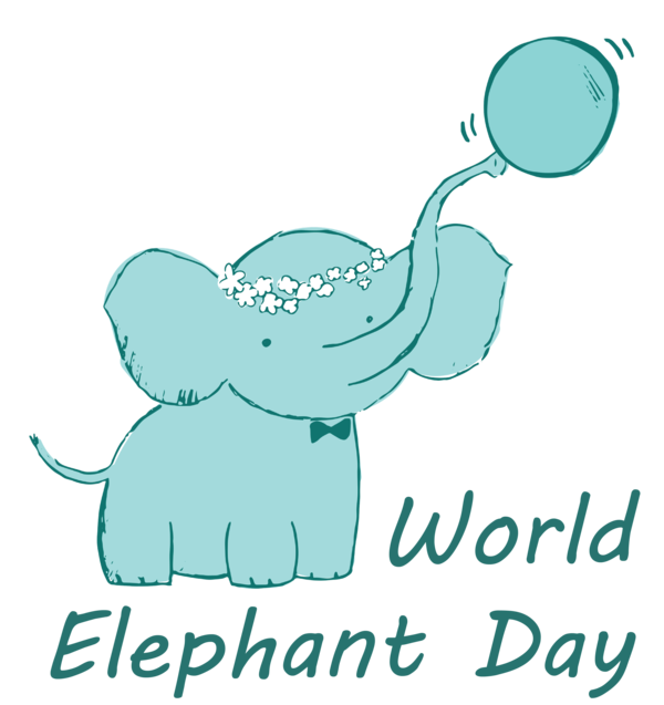 Transparent World Elephant Day Meter Cartoon Line for Elephant Day for World Elephant Day