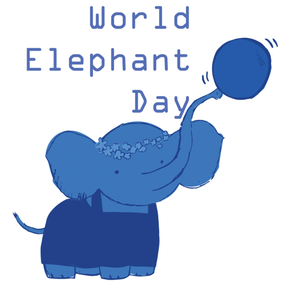 Transparent World Elephant Day Cartoon Water Design for Elephant Day for World Elephant Day
