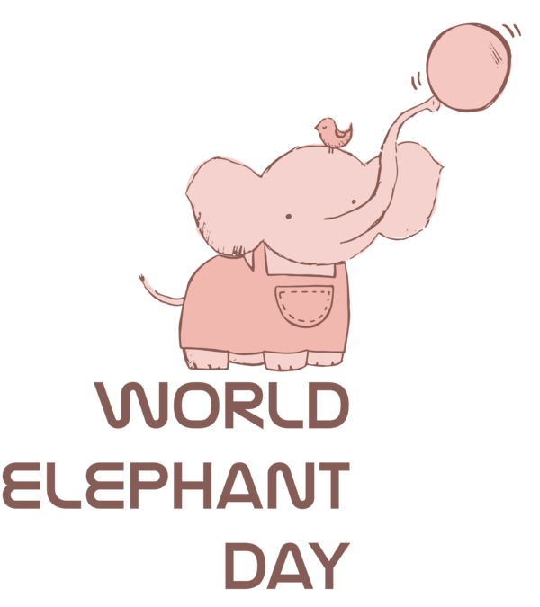 Transparent World Elephant Day Snout Cartoon Joint for Elephant Day for World Elephant Day