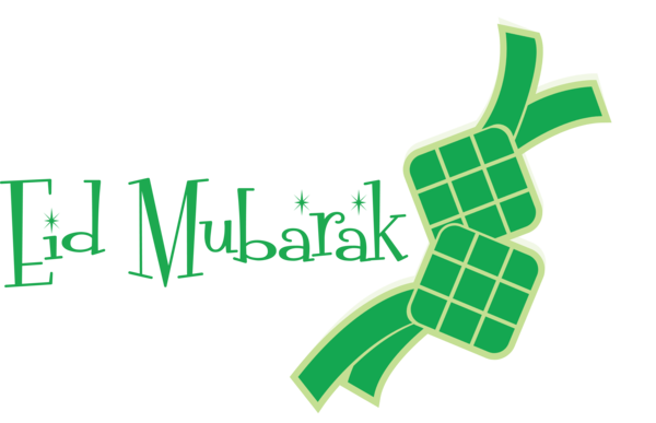 Transparent Eid al Fitr Logo Leaf Green for Ketupat for Eid Al Fitr