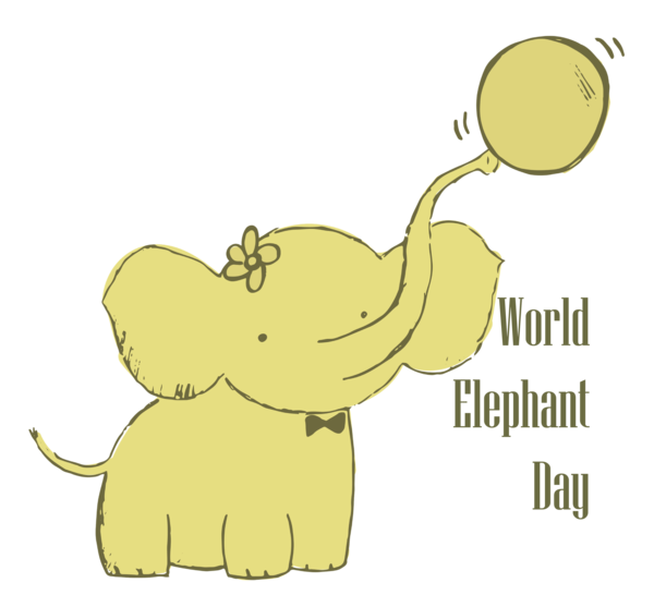 Transparent World Elephant Day Cat Elephants Cartoon for Elephant Day for World Elephant Day