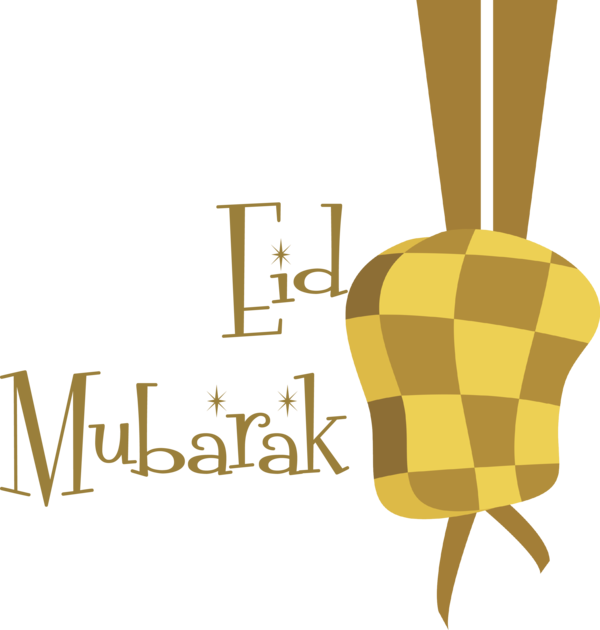 Transparent Eid al Fitr Logo Yellow Design for Ketupat for Eid Al Fitr