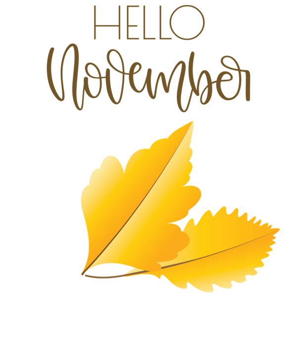 Transparent Thanksgiving Leaf Logo Yellow for Hello November for Thanksgiving