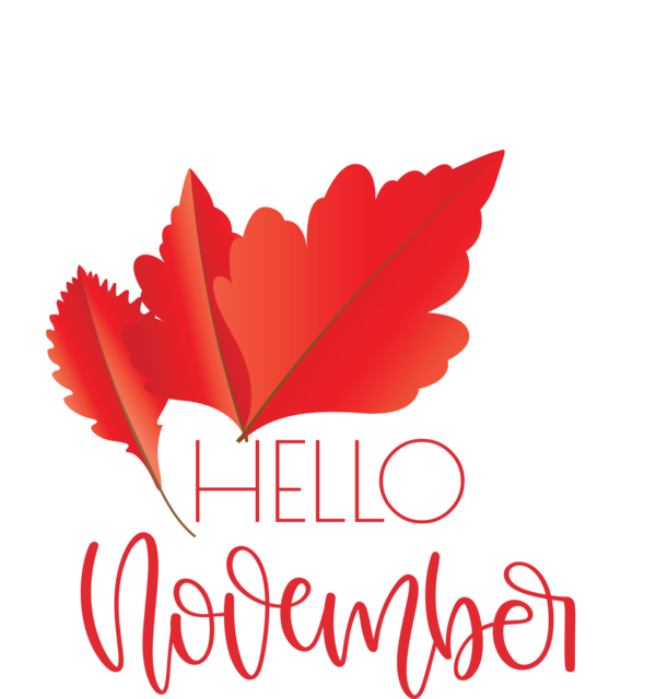 Transparent Thanksgiving Leaf Logo Font for Hello November for Thanksgiving