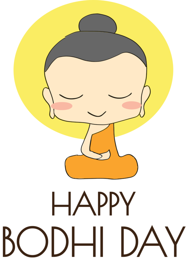 Transparent Bodhi Day Cartoon Happiness Yellow for Bodhi for Bodhi Day