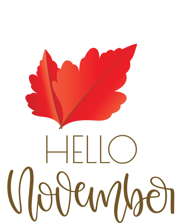 Transparent Thanksgiving Logo Leaf Font for Hello November for Thanksgiving