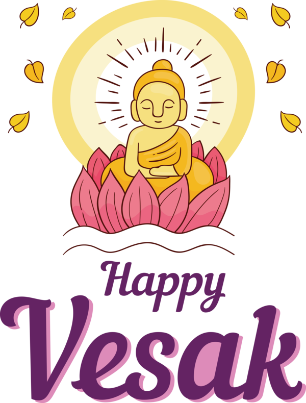 Transparent Vesak Cartoon Happiness Line for Buddha Day for Vesak