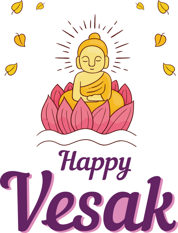Transparent Vesak Cartoon Line Happiness for Buddha Day for Vesak