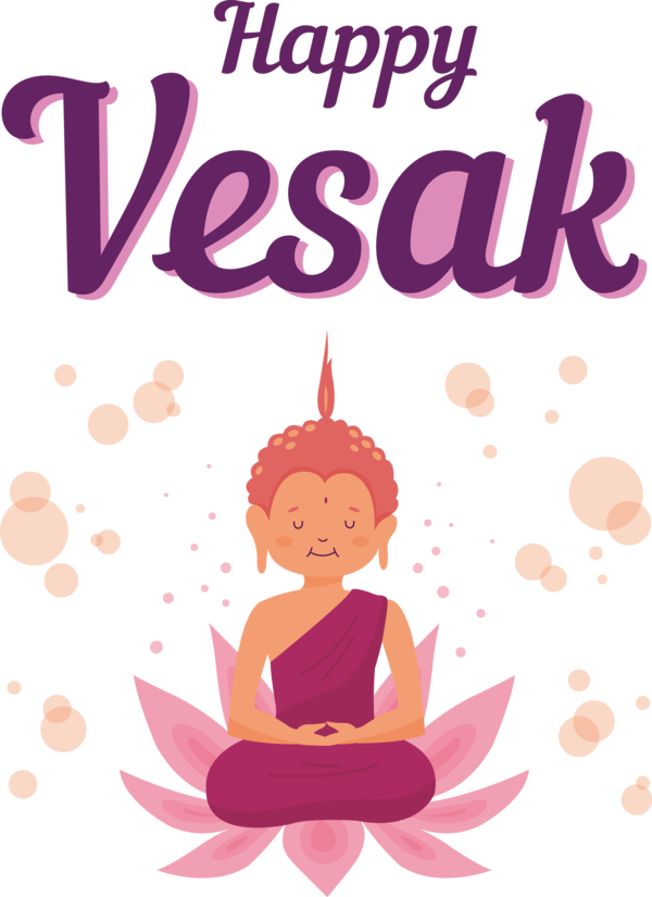 Transparent Vesak Cartoon Character Line for Buddha Day for Vesak
