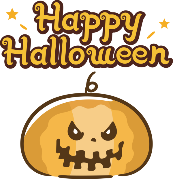 Transparent Halloween Cartoon Yellow Pumpkin for Happy Halloween for Halloween