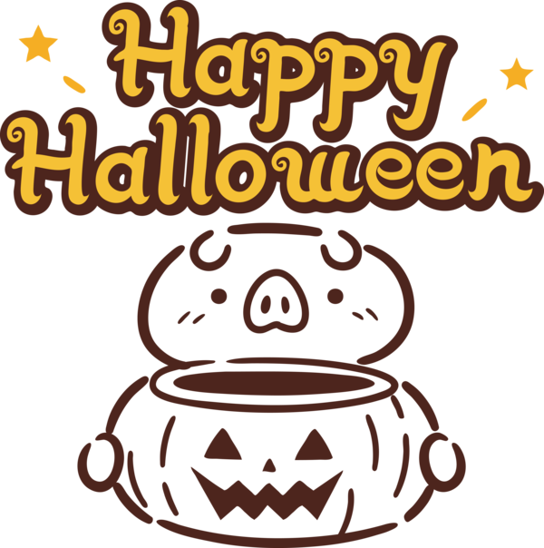 Transparent Halloween Cartoon Line Meal for Happy Halloween for Halloween