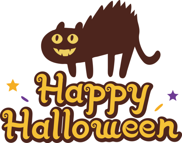 Transparent Halloween Cat Logo Cartoon for Happy Halloween for Halloween