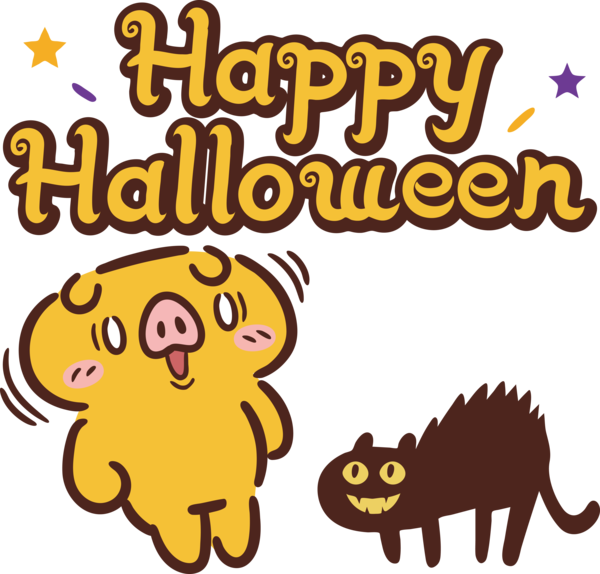 Transparent Halloween Cat Cartoon Yellow for Happy Halloween for Halloween