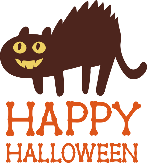 Transparent Halloween Cat Logo Cartoon for Happy Halloween for Halloween