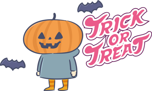Transparent Halloween Jack-o'-lantern Cartoon Character for Trick Or Treat for Halloween