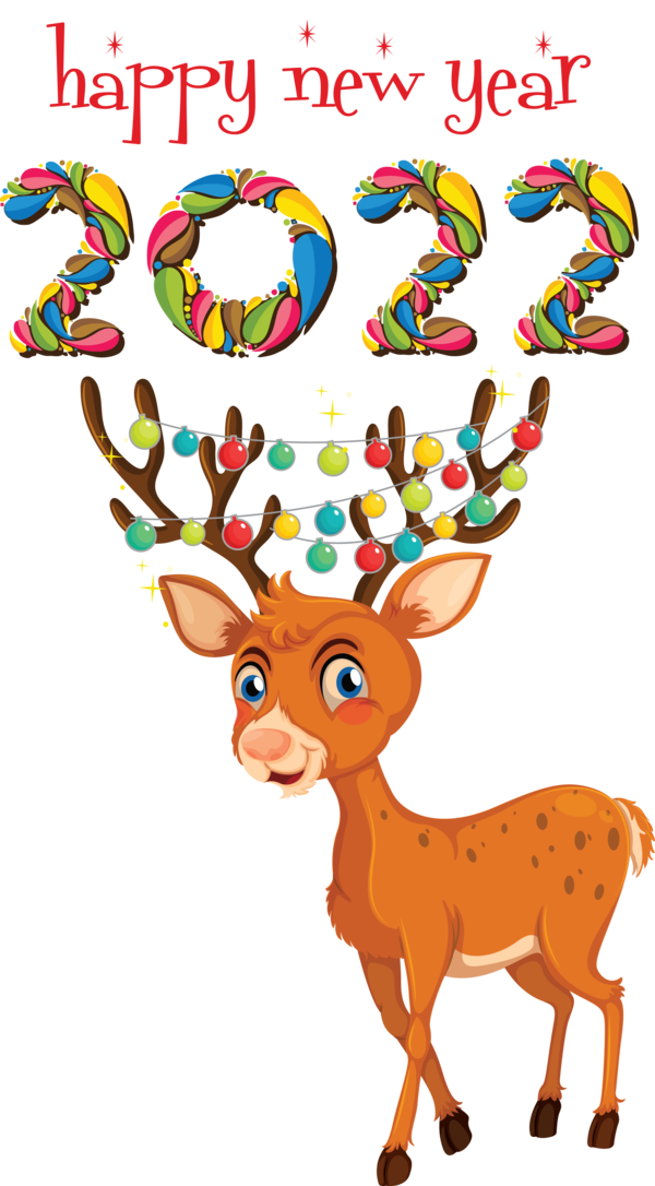 Transparent New Year Deer Reindeer Moose for Happy New Year 2022 for New Year