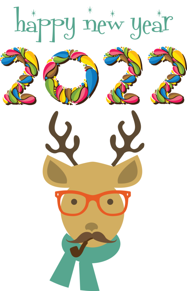 Transparent New Year Reindeer Line Pattern for Happy New Year 2022 for New Year