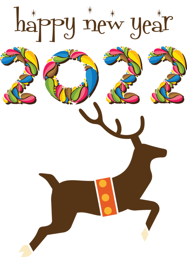 Transparent New Year Design Deer Pattern for Happy New Year 2022 for New Year