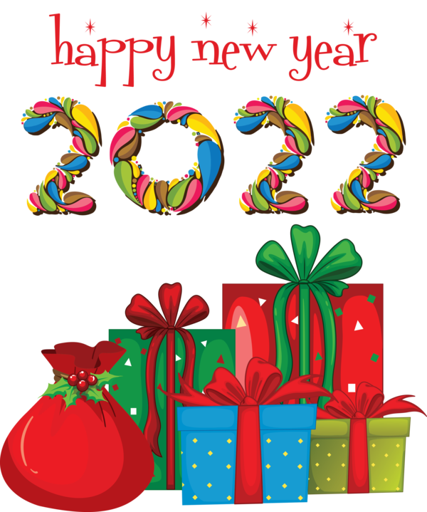 Transparent New Year Christmas Day Gift Line for Happy New Year 2022 for New Year